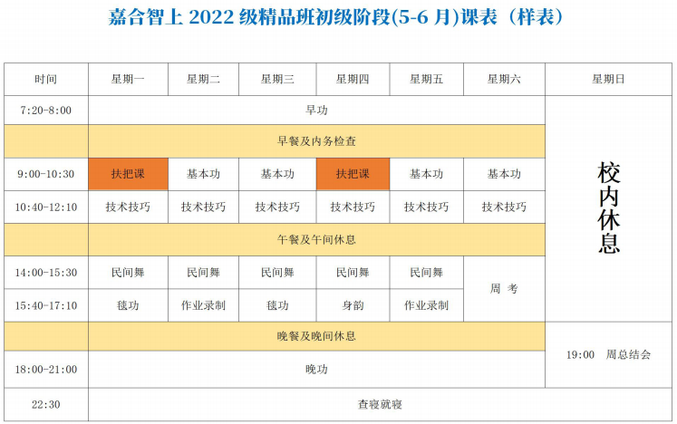 精品班初级阶段课表 精品班初级阶段课表